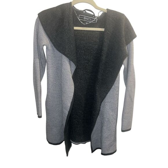 ✨BNCI By Blanc Noir EUC wool blend hooded long line open front sz M cardigan✨ - Picture 5 of 9